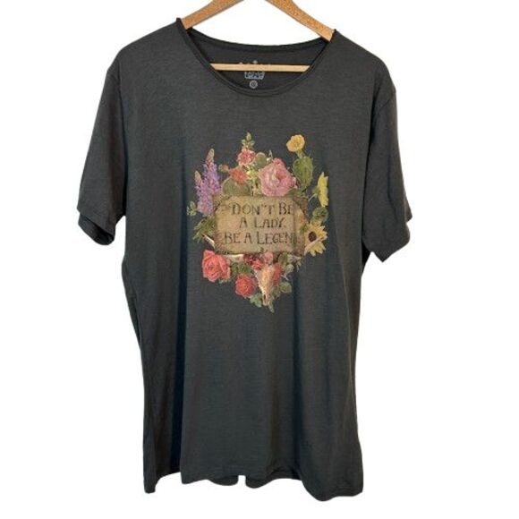 Junk Gypsy Graphic T-shirt Womens XXL Don't Be A Lady Floral Short Sleeve Cotton - Picture 1 of 7